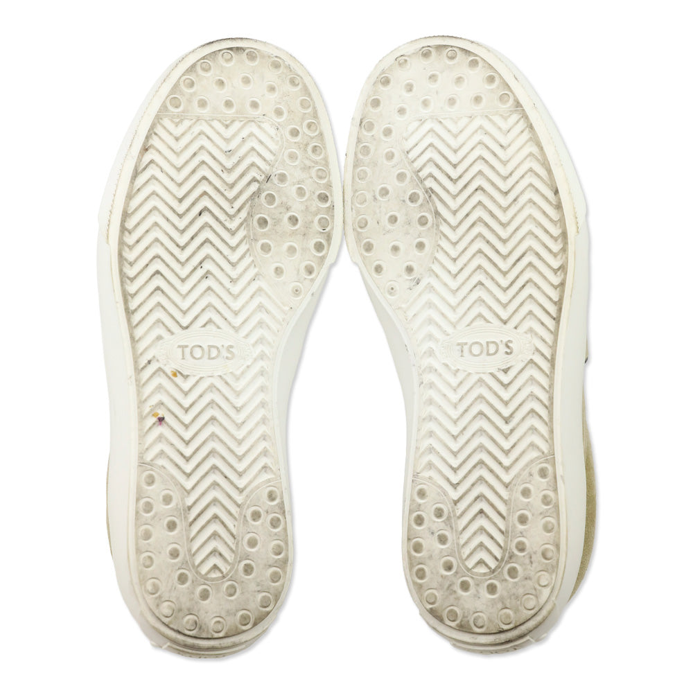 Tod's Beige Suede Chain Kate Slip-On Sneakers