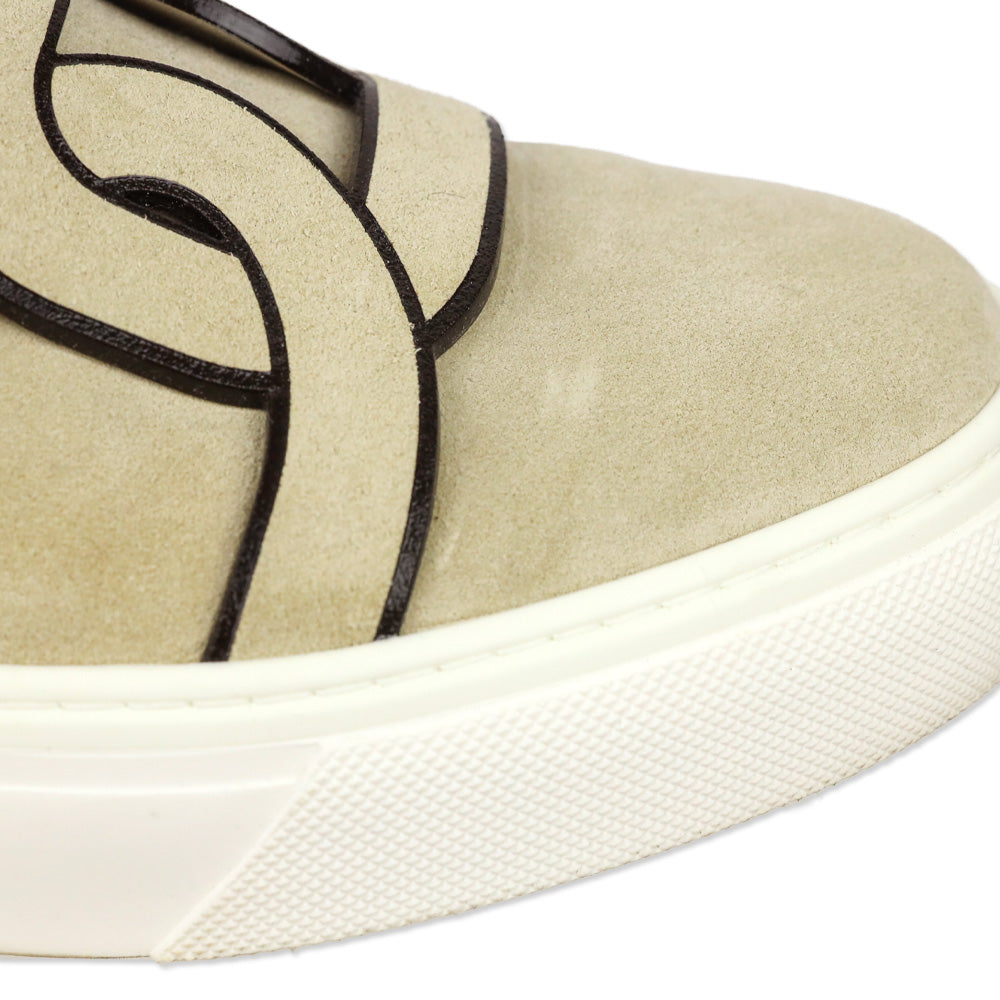 Tod's Beige Suede Chain Kate Slip-On Sneakers