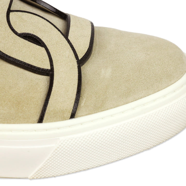 Tod's Beige Suede Chain Kate Slip-On Sneakers