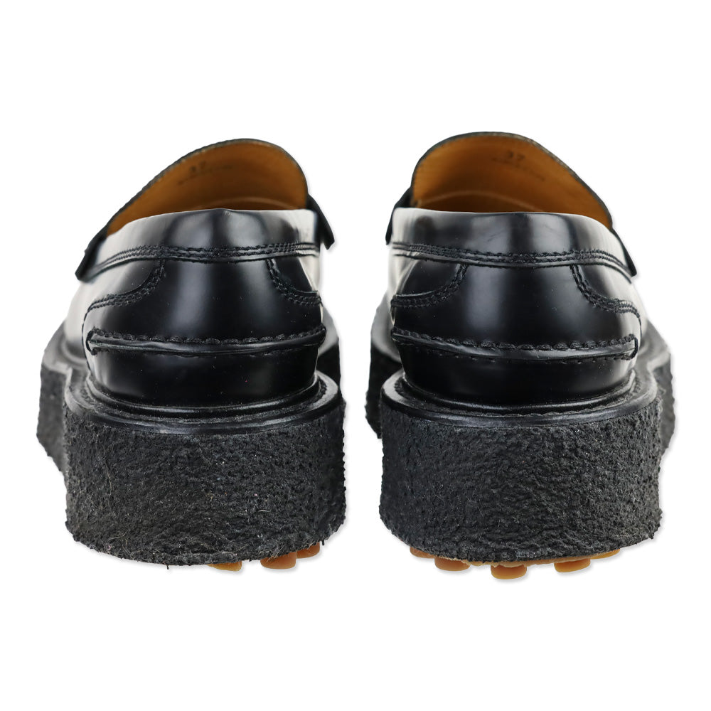Tod's Black Brushed Leather Platform Driving Penny Loafers