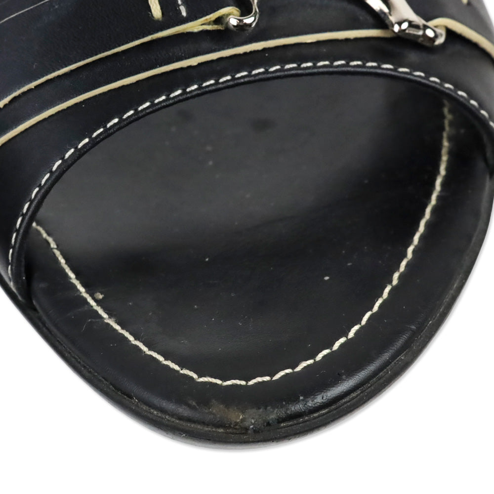 Tod's Black Leather Buckle Driver Slide Sandals