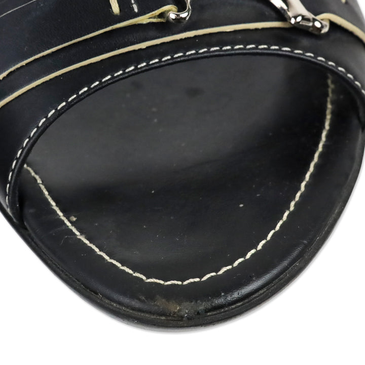 Tod's Black Leather Buckle Driver Slide Sandals