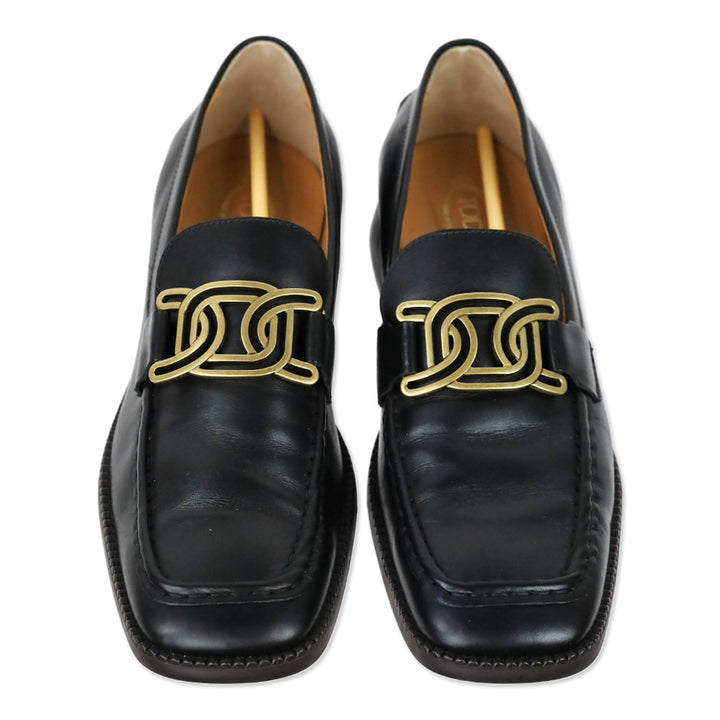 Tod's Black Leather Kate Loafers