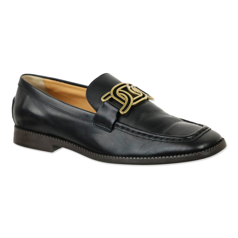 Tod's Black Leather Kate Loafers