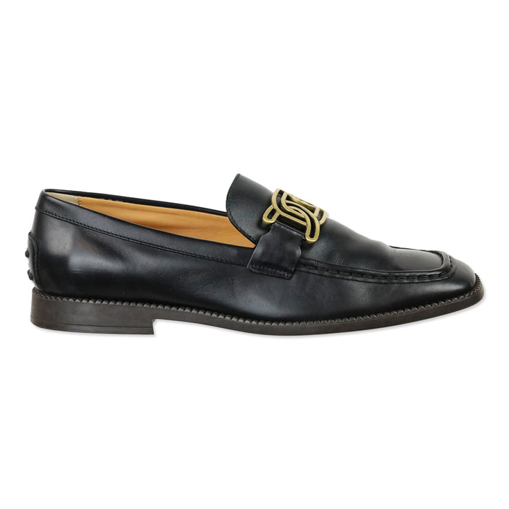 Tod's Black Leather Kate Loafers