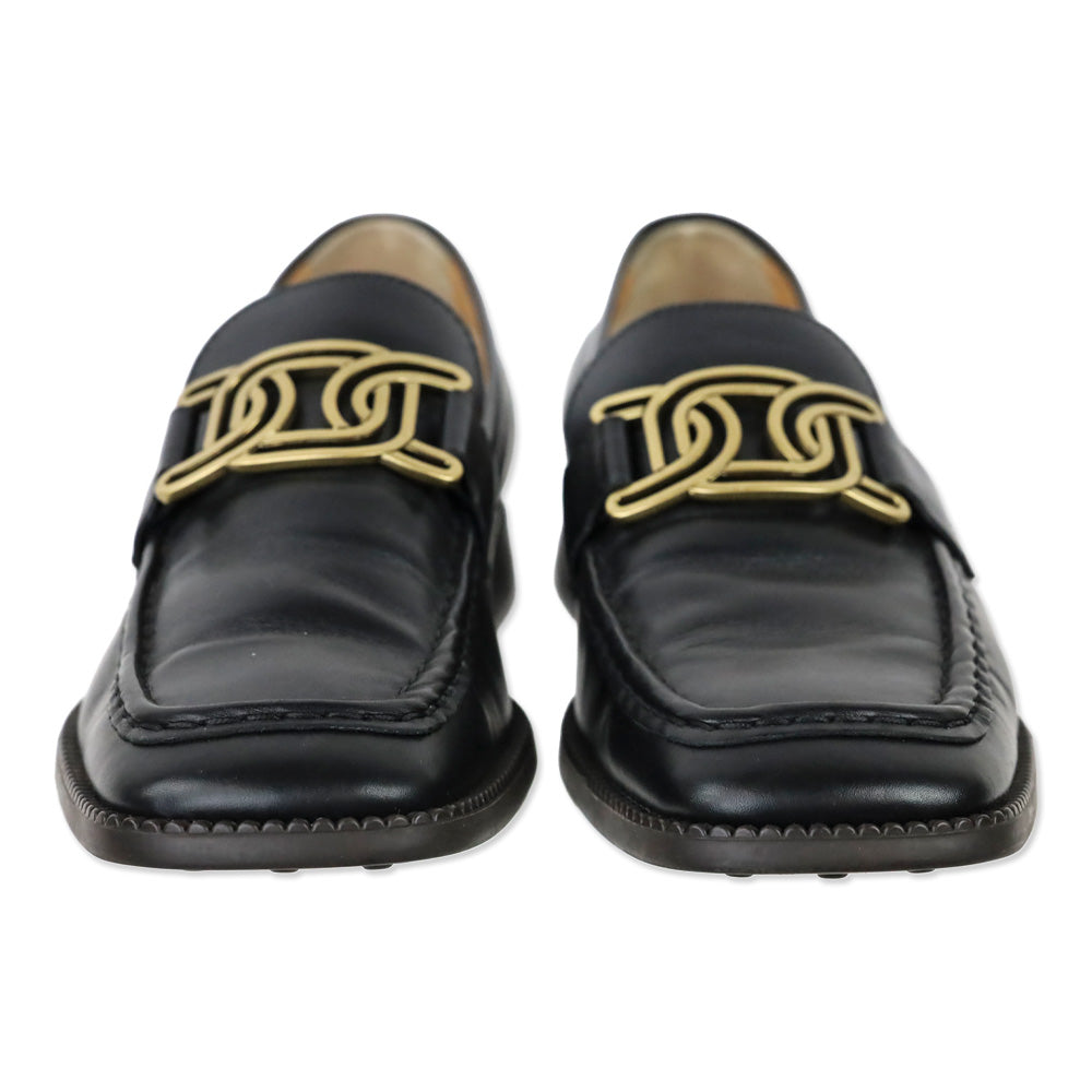 Tod's Black Leather Kate Loafers