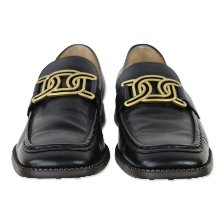 Tod's Black Leather Kate Loafers