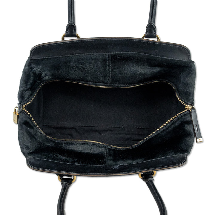 Tod's Black Pony Hair Leather-Trim Shoulder Bag