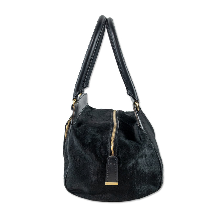 Tod's Black Pony Hair Leather-Trim Shoulder Bag