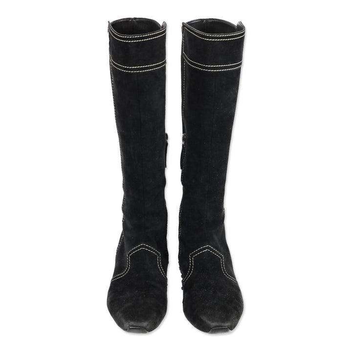 Tod's Black Suede Knee High Boots