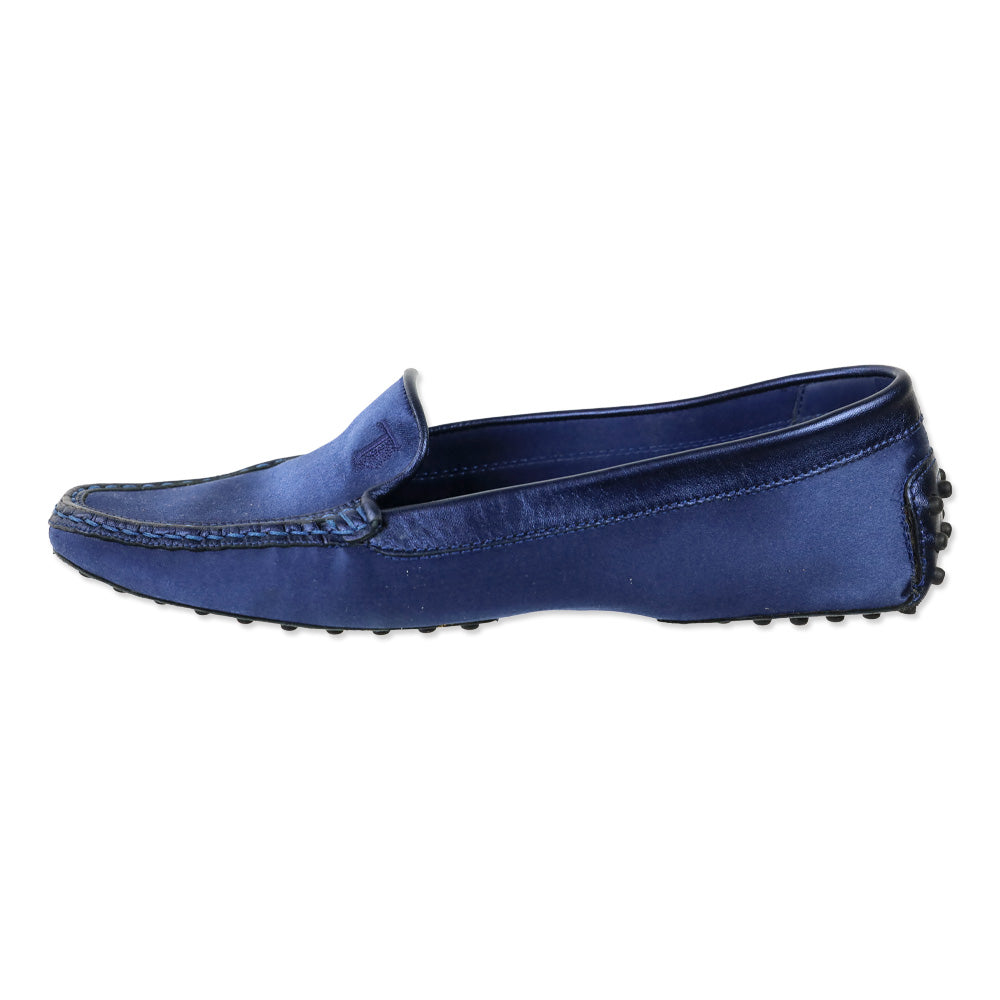 Tod's Blue Navy Heaven Satin Driving Loafer