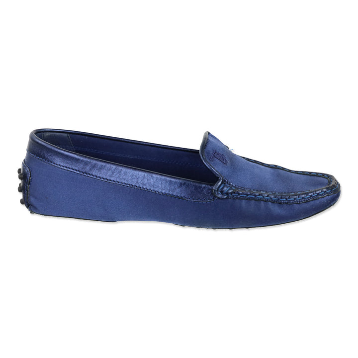 Tod's Blue Navy Heaven Satin Driving Loafer