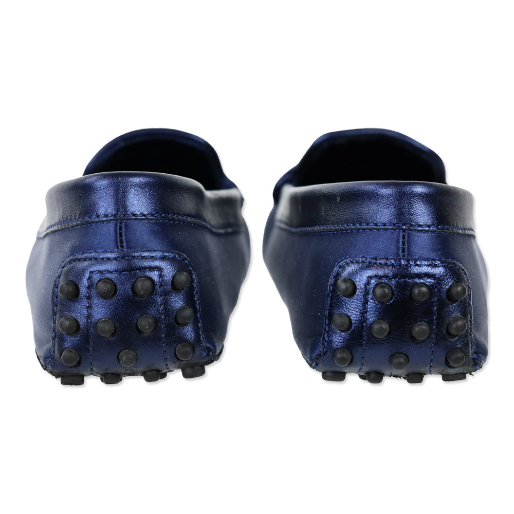 Tod's Blue Navy Heaven Satin Driving Loafer