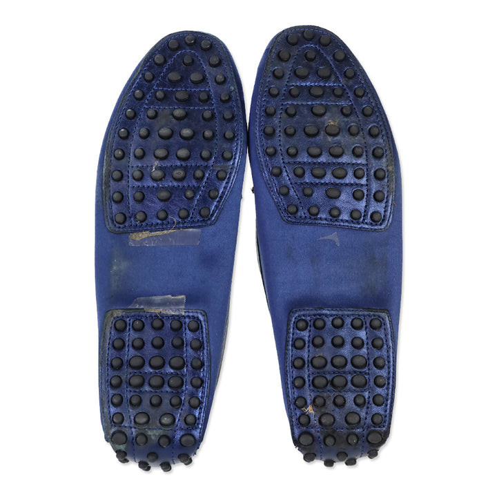 Tod's Blue Navy Heaven Satin Driving Loafer