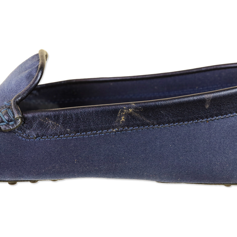 Tod's Blue Navy Heaven Satin Driving Loafer