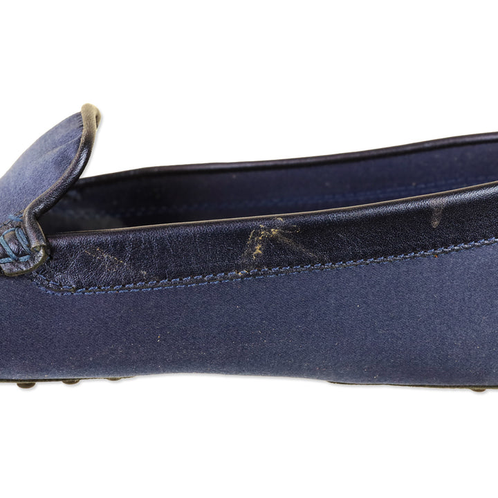 Tod's Blue Navy Heaven Satin Driving Loafer