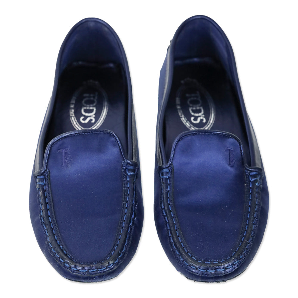 Tod's Blue Navy Heaven Satin Driving Loafer