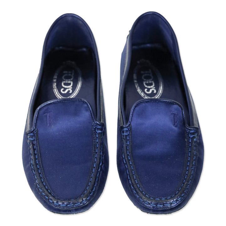 Tod's Blue Navy Heaven Satin Driving Loafer