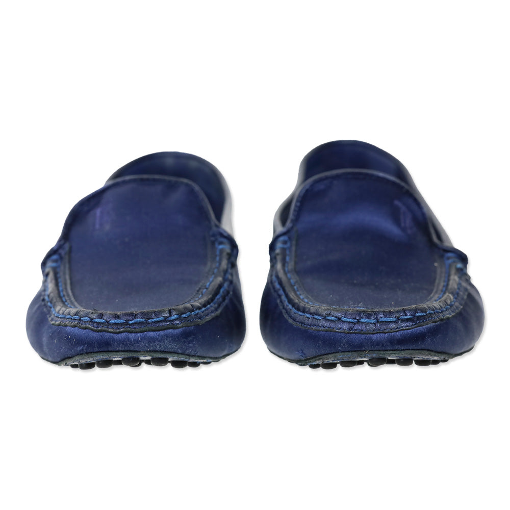 Tod's Blue Navy Heaven Satin Driving Loafer