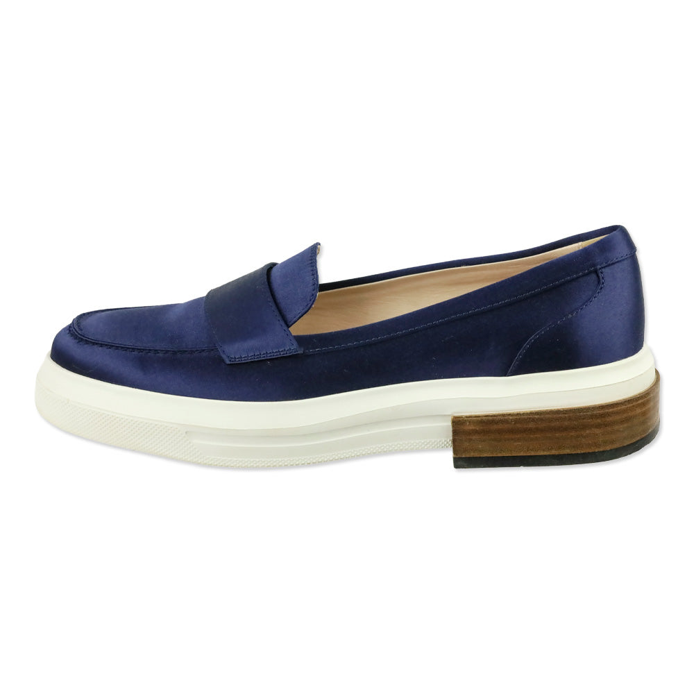 Tod's Blue Satin Platform Loafers