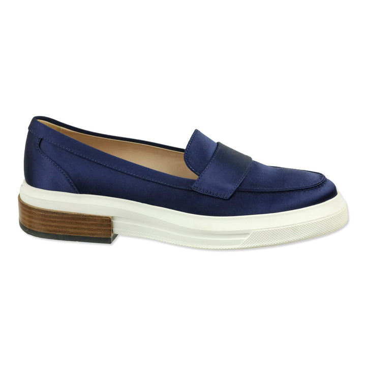 Tod's Blue Satin Platform Loafers