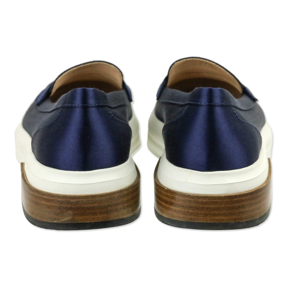 Tod's Blue Satin Platform Loafers