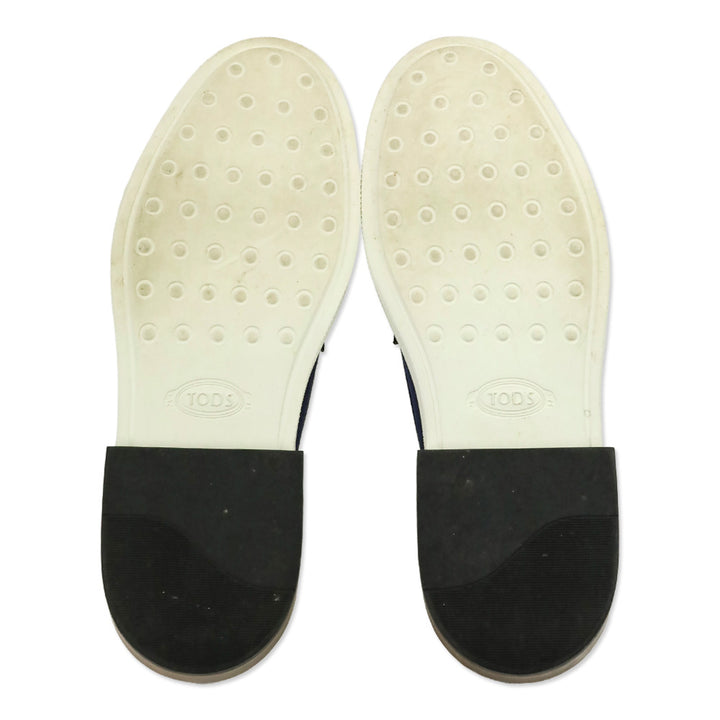 Tod's Blue Satin Platform Loafers