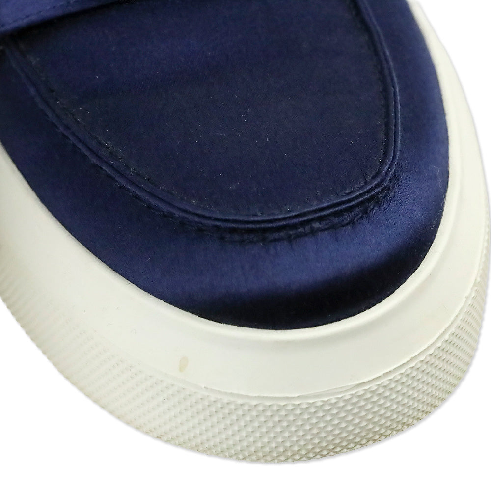Tod's Blue Satin Platform Loafers