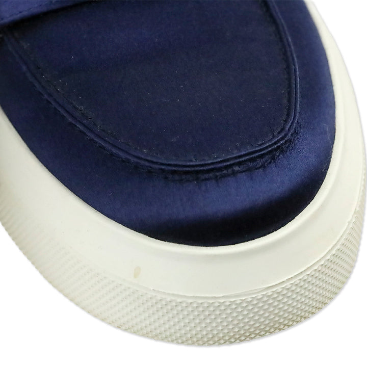 Tod's Blue Satin Platform Loafers