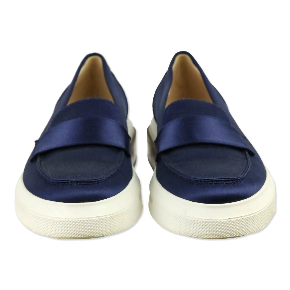 Tod's Blue Satin Platform Loafers