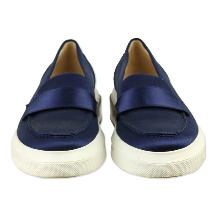 Tod's Blue Satin Platform Loafers