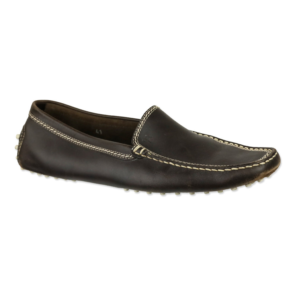 Tod's Brown Brushed Leather Gommino Loafers