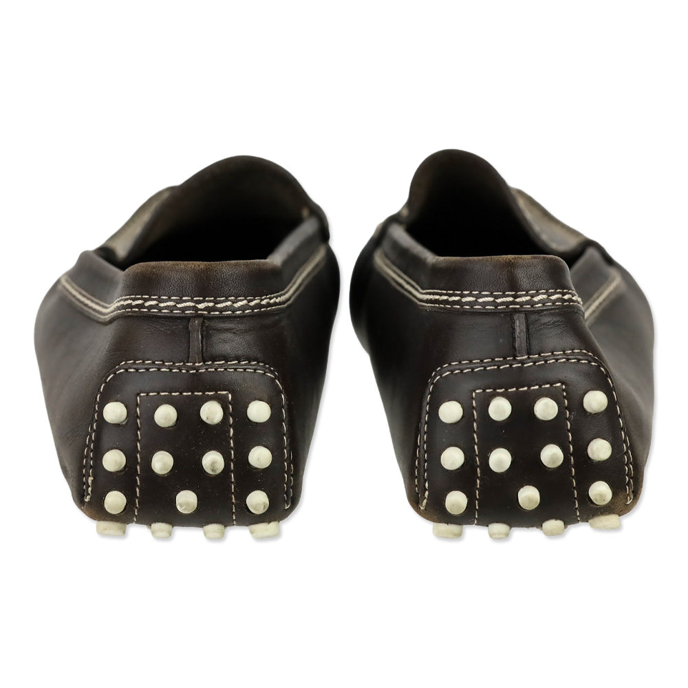 Tod's Brown Brushed Leather Gommino Loafers