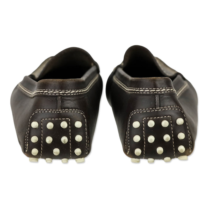 Tod's Brown Brushed Leather Gommino Loafers