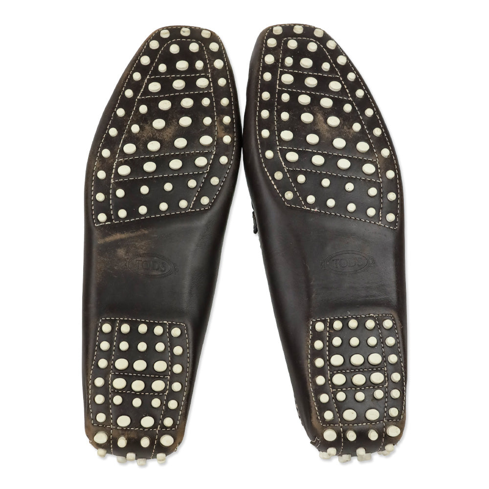 Tod's Brown Brushed Leather Gommino Loafers