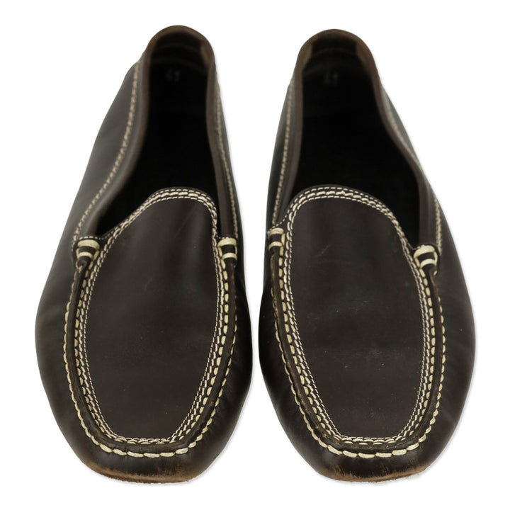 Tod's Brown Brushed Leather Gommino Loafers