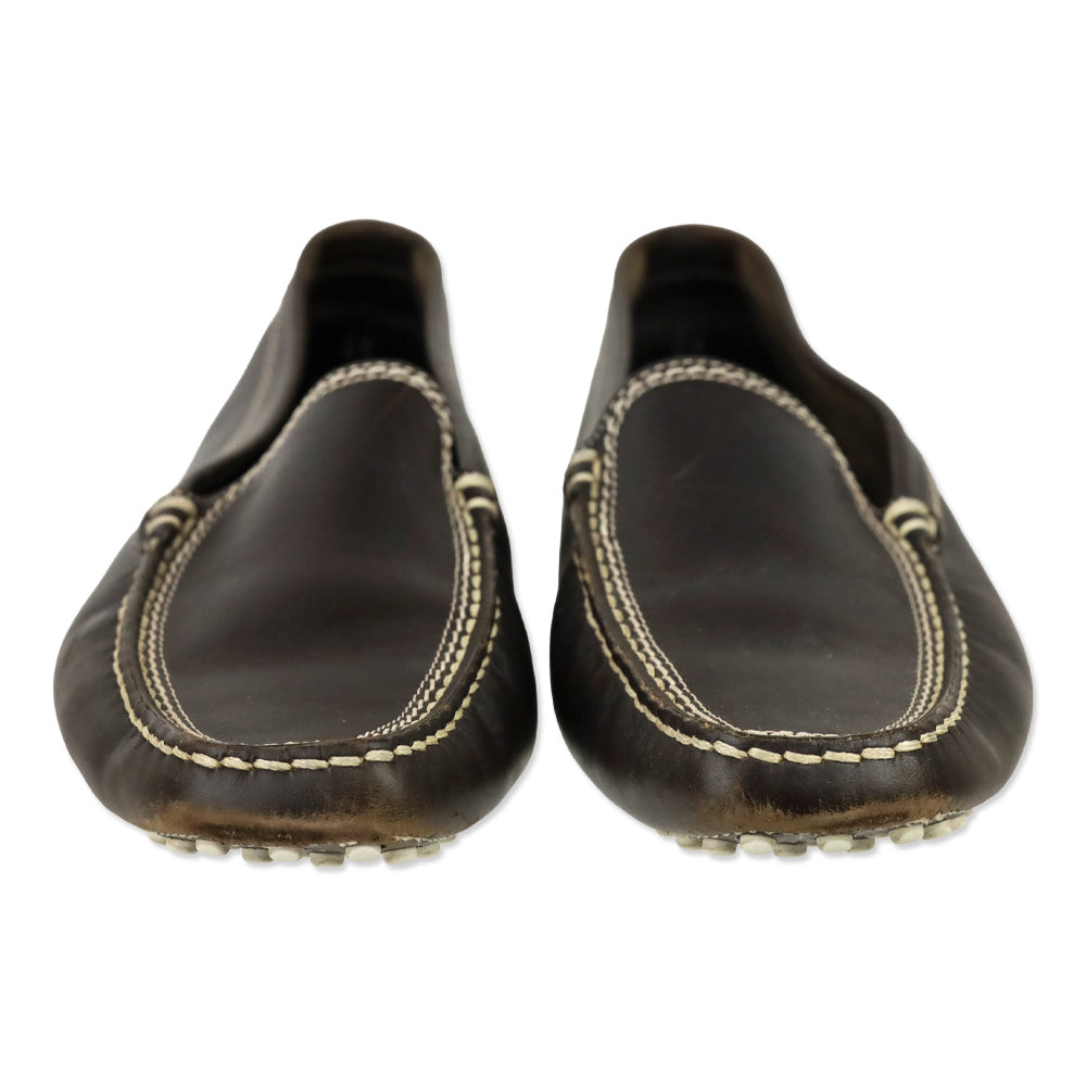 Tod's Brown Brushed Leather Gommino Loafers