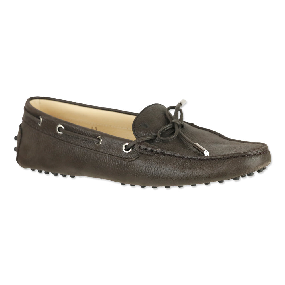 Tod's Brown Leather Gommino Tie Driving Loafer