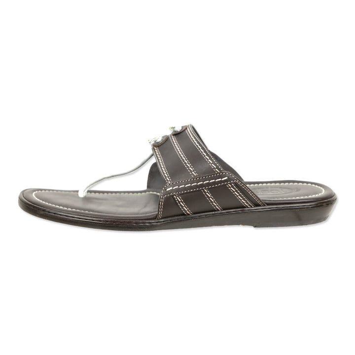 Tod's Brown Leather Thong Sandals