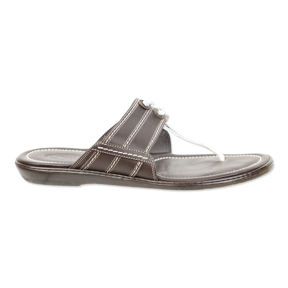 Tod's Brown Leather Thong Sandals