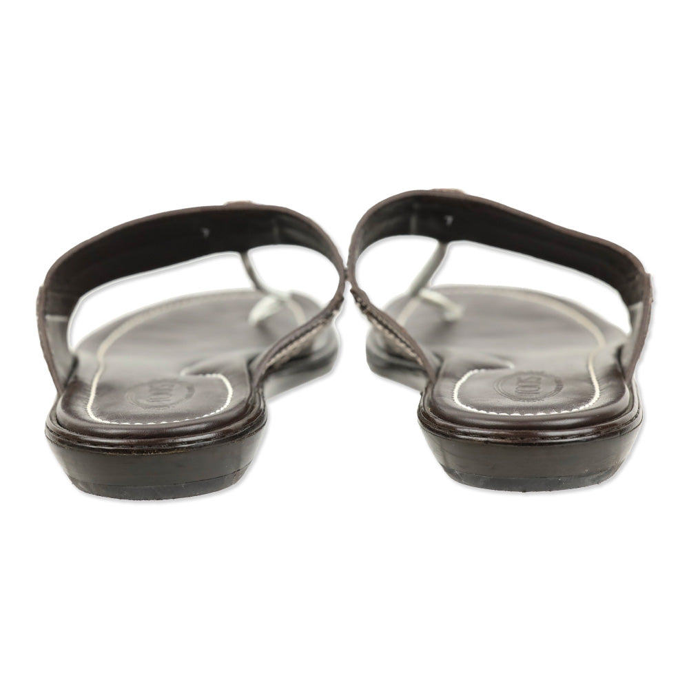 Tod's Brown Leather Thong Sandals