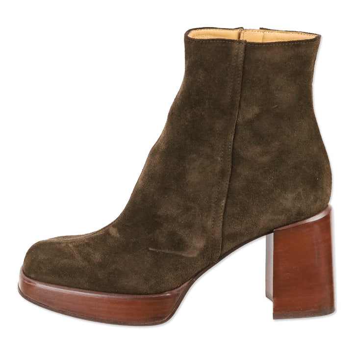 Tod's Brown Suede Platform Zip Ankle Boot