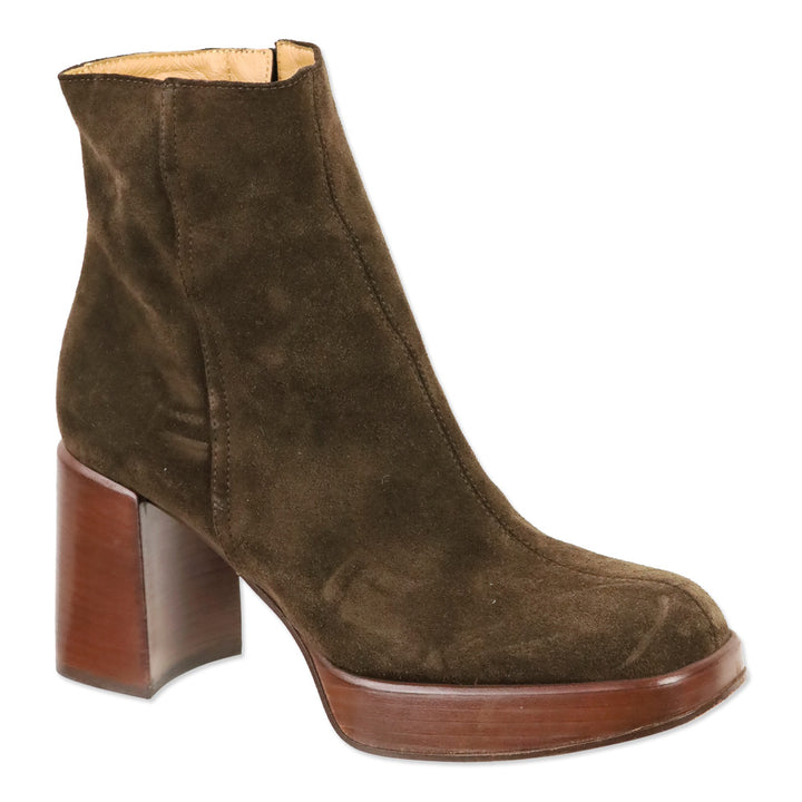 Tod's Brown Suede Platform Zip Ankle Boot