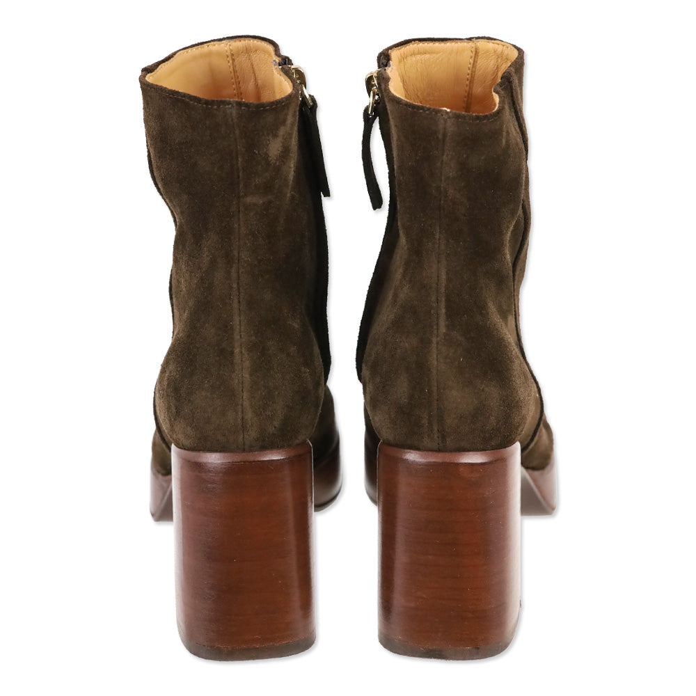 Tod's Brown Suede Platform Zip Ankle Boot