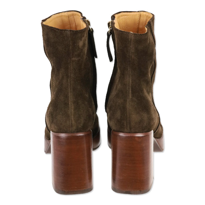 Tod's Brown Suede Platform Zip Ankle Boot