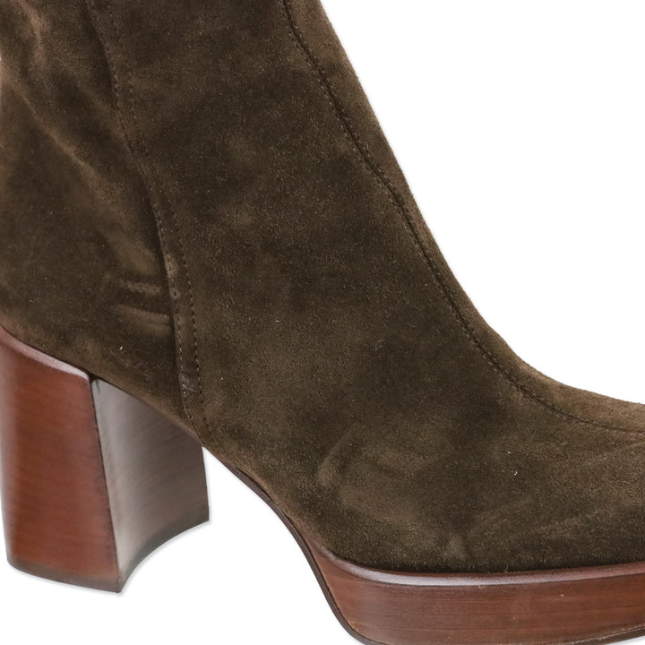 Tod's Brown Suede Platform Zip Ankle Boot
