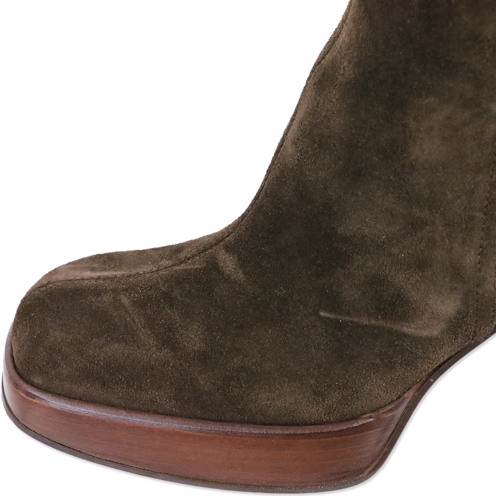 Tod's Brown Suede Platform Zip Ankle Boot