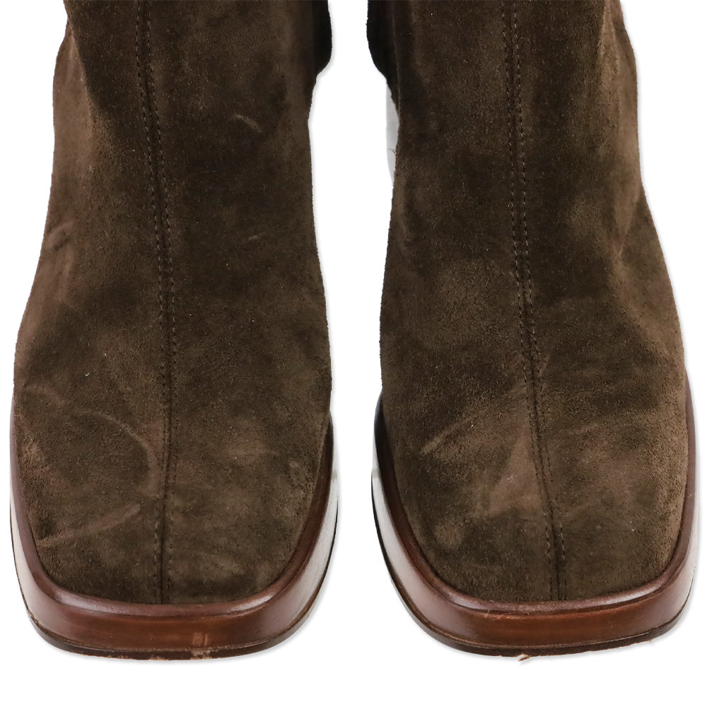 Tod's Brown Suede Platform Zip Ankle Boot
