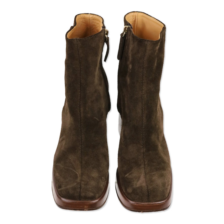 Tod's Brown Suede Platform Zip Ankle Boot