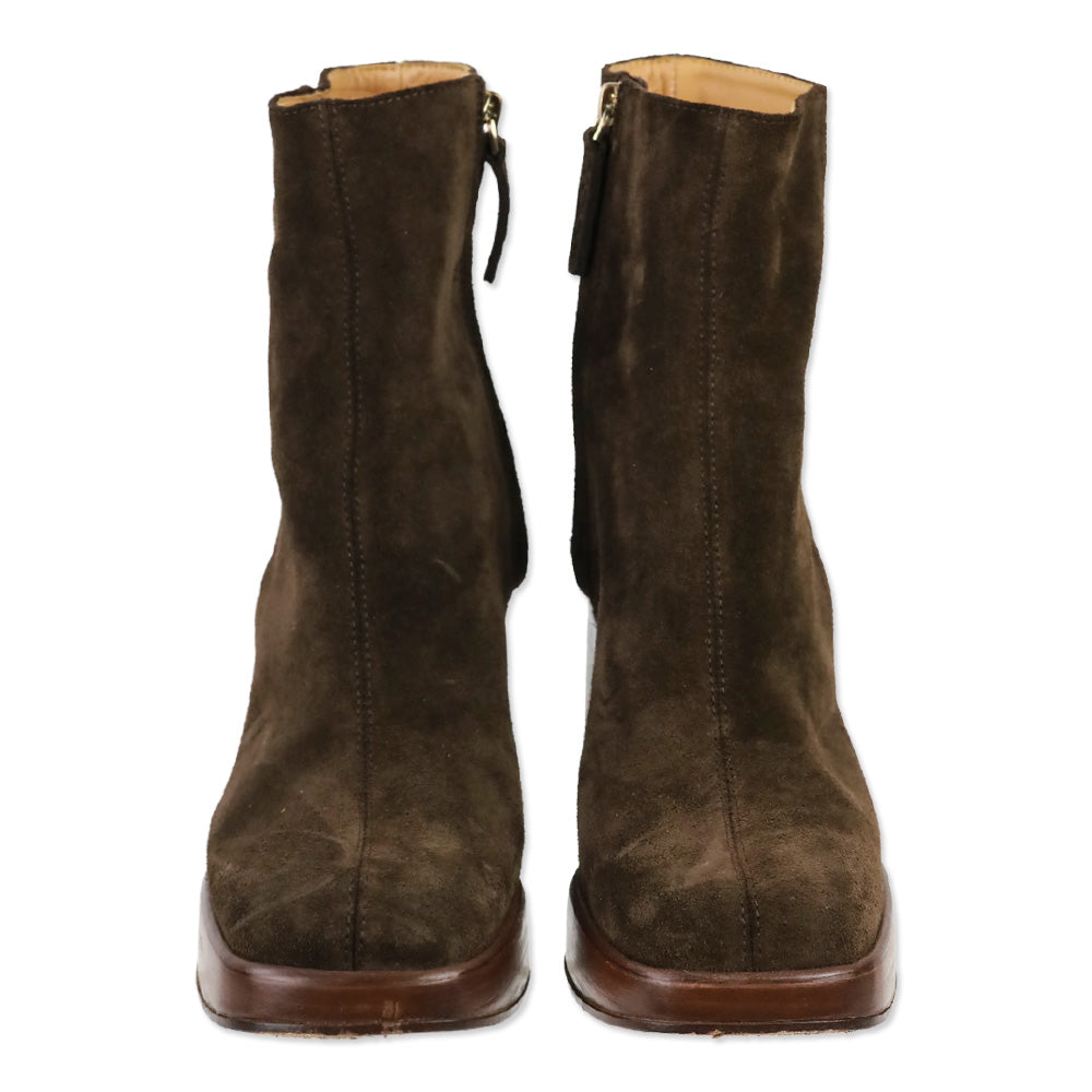 Tod's Brown Suede Platform Zip Ankle Boot